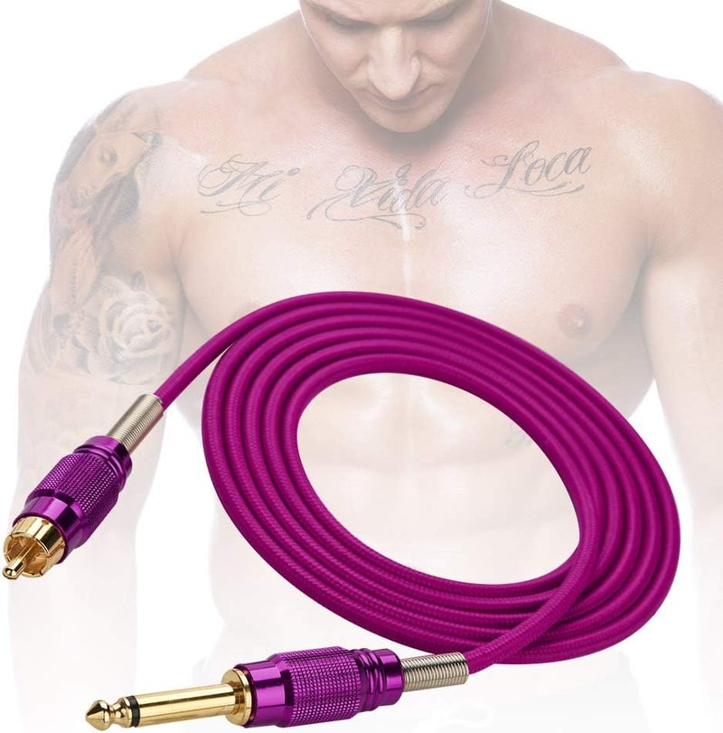 woobles 7 Colors Silicone Tattoo Cord, 1.8m Pure Copper Wire RCA Interface Conversion Wire, Silicone Tattoo Clip Cable Cord Suitable for Tattoo Pen, Rotary Tattoo Machine(purple) - Image 2